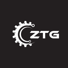 ZTG letter technology logo design on black background. ZTG creative initials letter IT logo concept. ZTG setting shape design.
