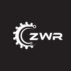 ZWR letter technology logo design on black background. ZWR creative initials letter IT logo concept. ZWR setting shape design.
