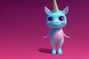 An adorable little unicorn character isolated on pink background