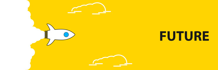 jet flying to future text. business creativity new idea discovery innovation technology. forward thinking, future idea concept.