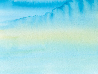 Abstract watercolor background, blue to green gradient.