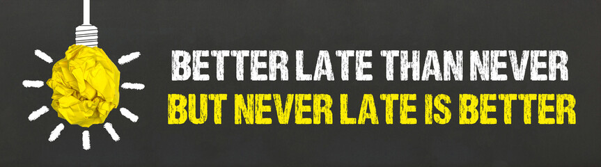 Better late than never, but never late is better	