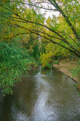 River Carrion in Sotillo Park and Huerta del Obispo in Palencia. Spain