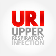 URI Upper Respiratory Infection - contagious infection of the upper respiratory tract,  acronym text concept background