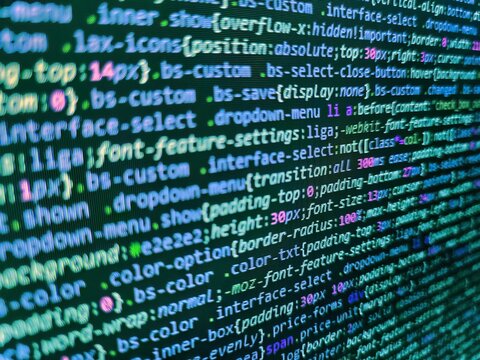 Internet app development and design. Programming Coding with editor colorful themes. Tensorflow AI concept. Monitor closeup of function source code. Coding programmer abstract background