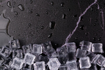 ice cubes on a black background