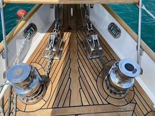 detail of sailing boat anchor mechanism