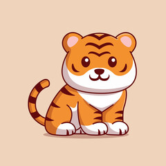 Cute tiger Cartoon Vector Icon Illustration