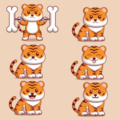 Cute tiger Cartoon Vector Icon Illustration