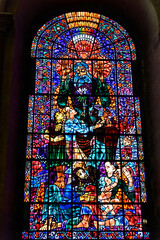 Farbiges Kirchenfenster, Kathedrale von Canterbury, Canterbury, Kent, England, Großbritannien