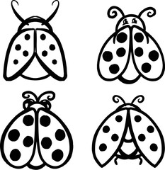 Ladybird or Lady Bug Logo Design Collection as Illustration Vectors