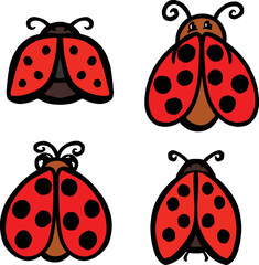 Ladybird or Lady Bug Logo Design Collection as Illustration Vectors