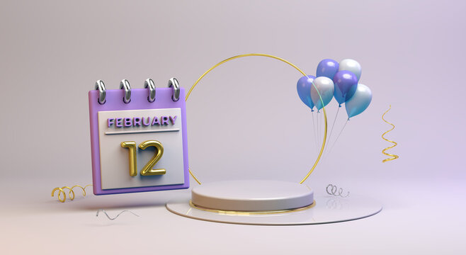 Celebration 12 February with balloon and podium background