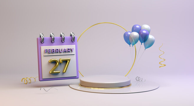Celebration 27 February with balloon and podium background