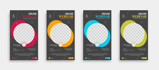 Modern webinar Editable Social Media post story banner template. Anyone can use this Easy Design Promotion web banner for social media. Modern elegant sales and discount promotions - Vector.