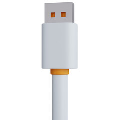 3d rendering cable usb plug isolated
