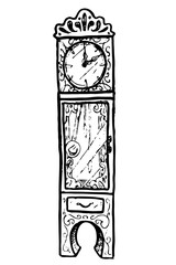 Old clock vector illustration on white background