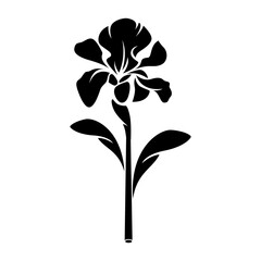 illustration vector graphic of iris flower Black and White in a white background. Perfect for icon, symbol, tattoo, screen printing, etc.