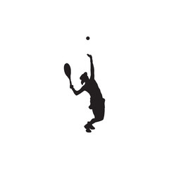 female logo playing floor tennis about to hit the ball