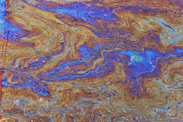 multicolored spot gasoline abstract background, abstract oil spill on water