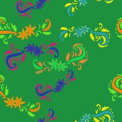 Fototapeta na wymiar Seamless stylized colored floral . Hand drawn.