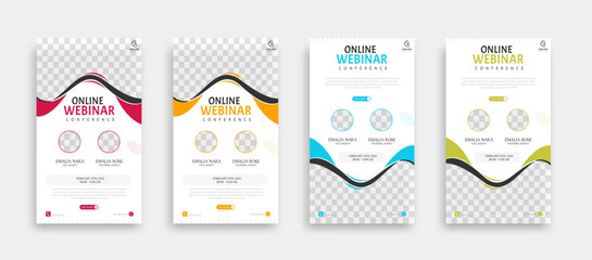 Modern webinar Editable Social Media post story banner template. Anyone can use this Easy Design Promotion web banner for social media. Modern elegant sales and discount promotions - Vector.