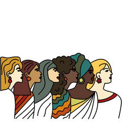 women of different nationalities in baroque style