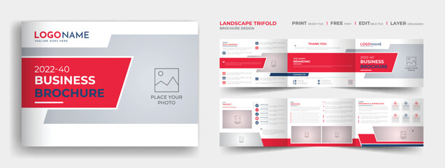 Creative trifold landscape business company profile brochure template design