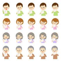 結果を見る人々の表情セット