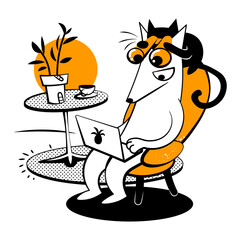 Cat peeks into the laptop