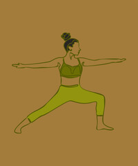 Fototapeta na wymiar Woman doing exercise in yoga pose. Vector silhouette illustration