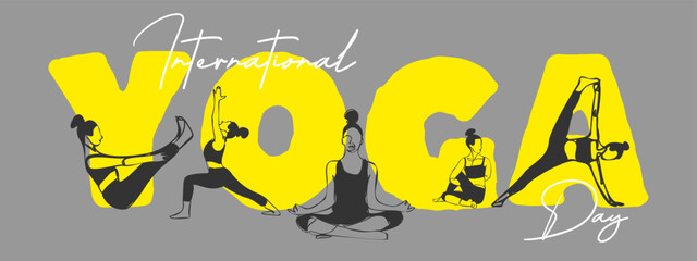 International Yoga Day on 21st June vector illustration design, poster, card, banner