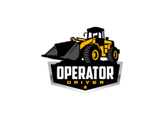 Loader logo vector for construction company. Heavy equipment template vector illustration for your brand.