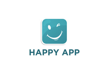 Happy app software logo icon symbol smile wink character