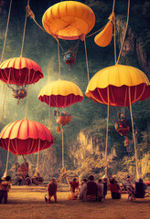 Heißluftballon Surreal Airbaloon Abstrakt Mongolfiere Grafik Design AI illustration Digital Art