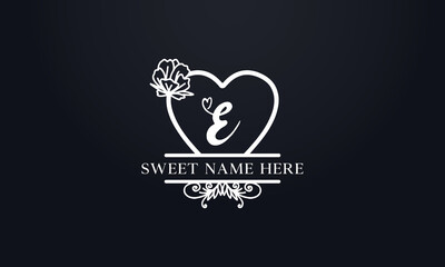 Love logo sign letters with name and valentines day and dating logo vector. love and heart monogram for love romantic passion or wedding day design.