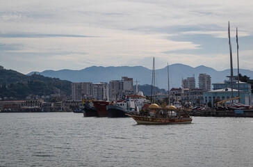 Fototapeta na wymiar View of Batumi seaport. Batumi, Georgia