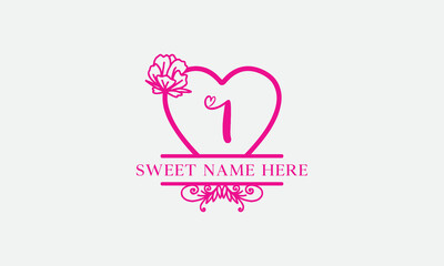 Love logo sign letters with name and valentines day and dating logo vector. love and heart monogram for love romantic passion or wedding day design.