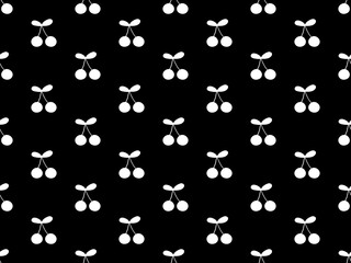 Cherry cartoon character seamless pattern on black background