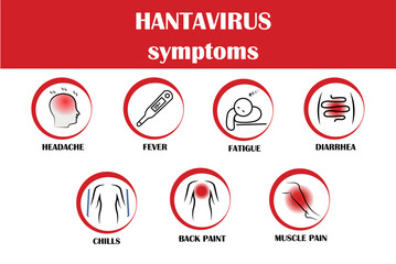 Hantavirus disease symptoms. Vector icon of illness. Simply icon.