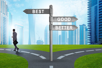 Crossroads concept with good better and best
