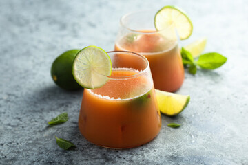 Refreshing watermelon strawberry cocktail