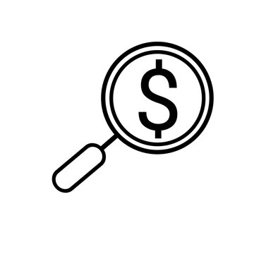 Magnifying glass with dollar icon , search dollar icon 