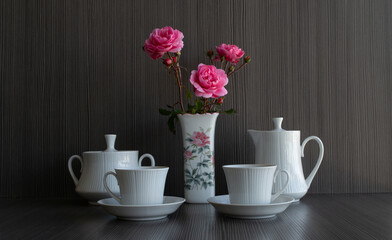 Fototapeta na wymiar Flowers and coffee