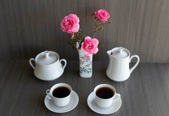 Flowers and coffee