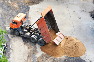 Truck dump truck sand