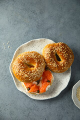 Bagels with smoked salmon and capers