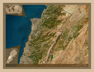Mount Lebanon, Lebanon. Low-res satellite. Labelled points of cities