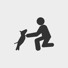 Playing with dog vector icon illustration sign