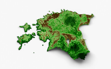 Estonia Topographic Map 3d realistic map Color 3d illustration